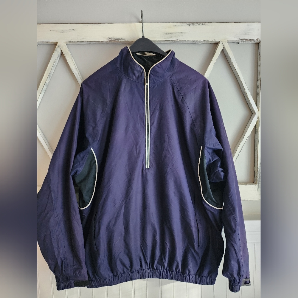 FootJoy Dry Joy Tour Golf Jacket- Size Medium 1/4 Zip Rain Jacket Plum/black
